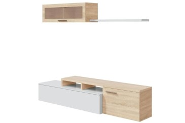 Pack sala completo Nexus cor Carvalho Canadian e Branco Brilho