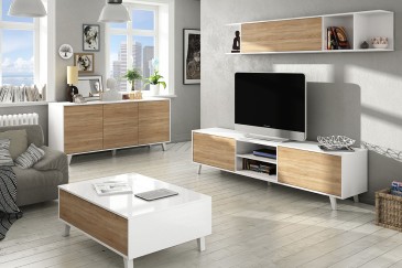 Pack Ahorro Salón completo Zaiken PLUS roble y blanco al mejor precio
