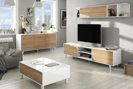 Pack Ahorro Salón completo Zaiken PLUS roble y blanco al mejor precio