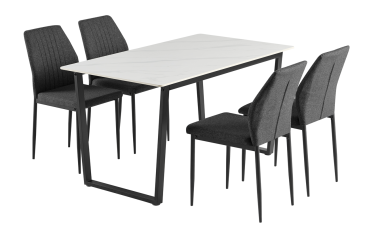 Pack Mesa de Jantar FAENZA + 4 Cadeiras LUSK Cinzento Escuro