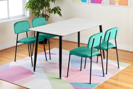 Pack Poupança Mesa de Sala de Jantar POLITANO + 4 Cadeiras CAPRI Verdes