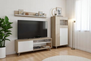 Pack Sala de estar TV com prateleira + Armário expositor para sala de estar ao melhor preço