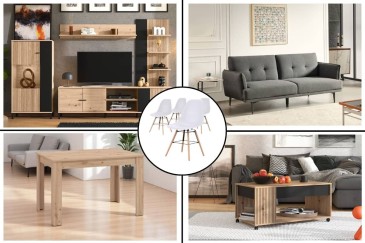 Pack Ahorro muebles de salón Avignon con sofá cama en ATRAPAmuebles