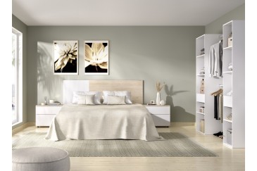 Dormitorio matrimonio MAIA + Canapé 150 + Colchón de 150x190 + cajonera al MEJOR PRECIO