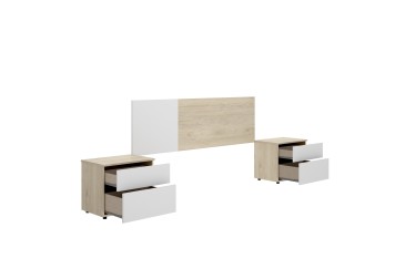Quarto Casal MAIA + sommier com arrumação + Cómoda + Roupeiro