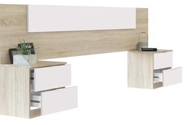 Quarto de casal Mediterraneo + sommier com arrumação 150 + Cómoda 5 gavetas