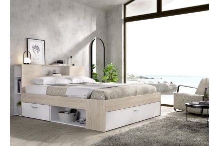 Cama compacta LANKA 150x190 Natural e Branca