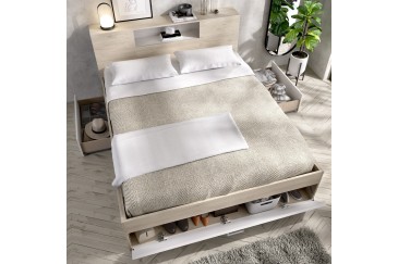 Cama compacta LANKA 150 Natural/Blanco