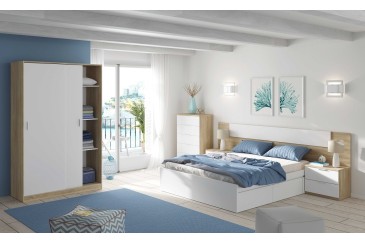 Pack Quarto de casal + Sommier com arrumação + Colchão 150x190 AO MELHOR PREÇO + Roupeiro