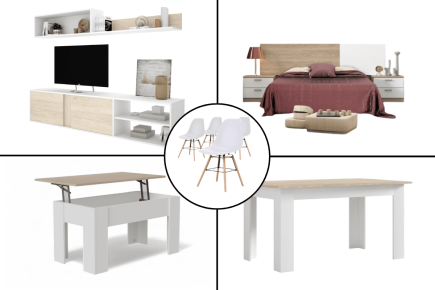 Piso completo 29 - ATLANTA COUPLE (Pack Mesa + 4 Sillas BLANCAS)