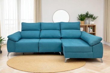 Sofá chaise lounge OSCAR em cor turquesa ao MELHOR PREÇO