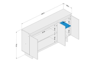 Aparador 3 Portas LOS ANGELES Preto/Carvalho | Compre online