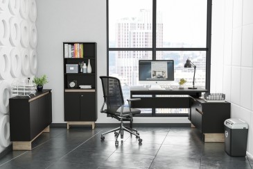 Aparador 3 Portas LOS ANGELES Preto/Carvalho | Compre online