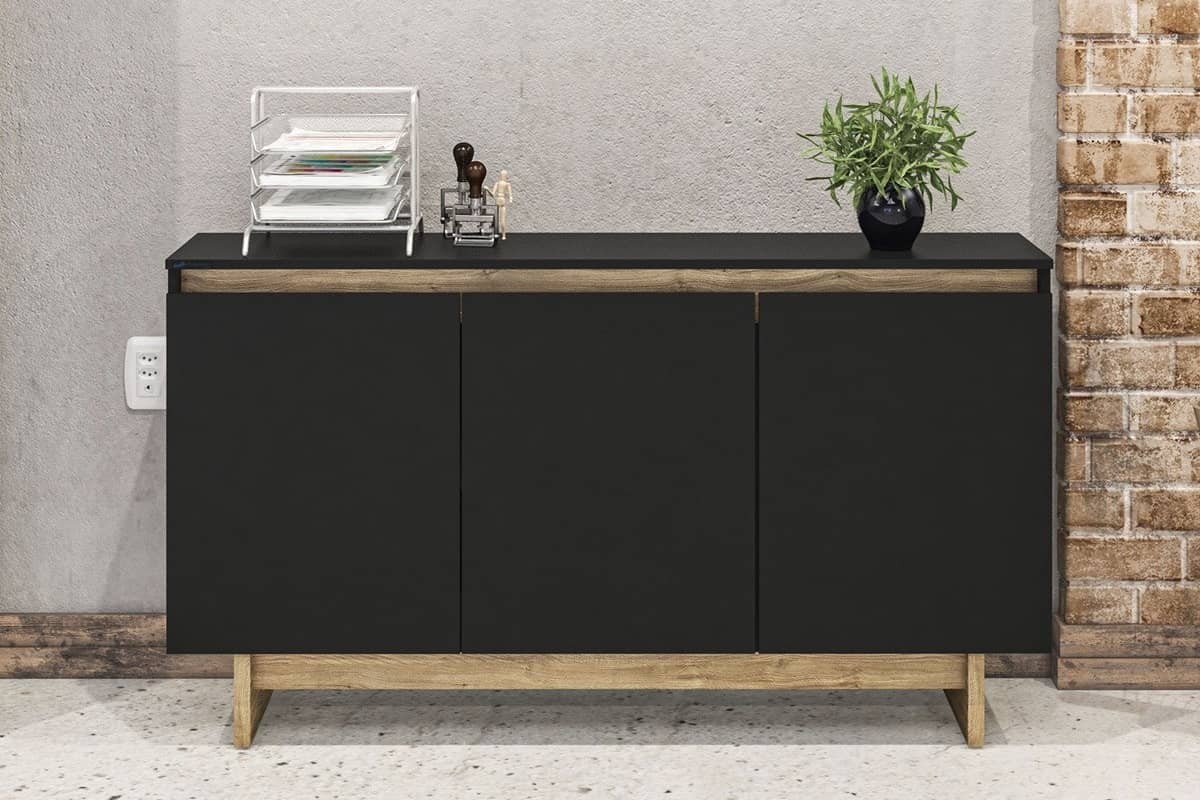 Aparador 3 Portas LOS ANGELES Carvalho/Preto Aparador 3 Portas LOS ANGELES Carvalho/Preto