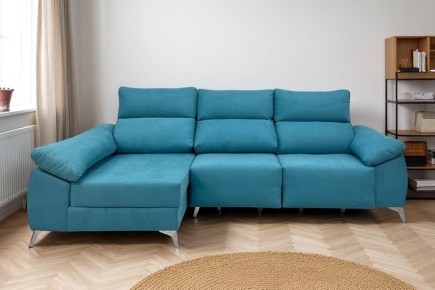 Sofá Chaise Longue Esquerda FIORE em azul Turquesa ao MELHOR PREÇO