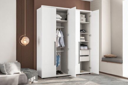 Roupeiro 4 portas 2 gavetas em branco ao melhor preço da internet