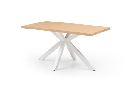 Moderna Mesa fija de salón 150x80 con patas metálicas blancas