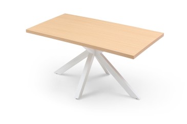 Mesa de jantar moderna fixa 150x80 com pernas metálicas brancas