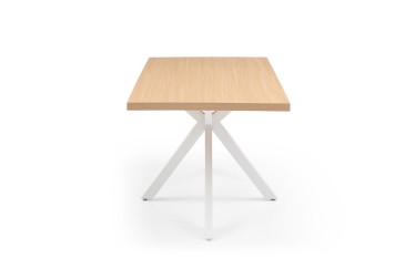 Mesa de jantar moderna fixa 150x80 com pernas metálicas brancas