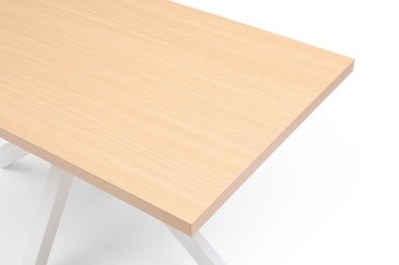 Mesa de jantar moderna fixa 150x80 com pernas metálicas brancas