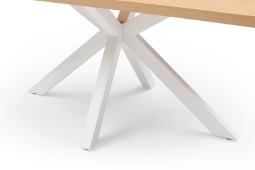 Mesa de jantar moderna fixa 150x80 com pernas metálicas brancas