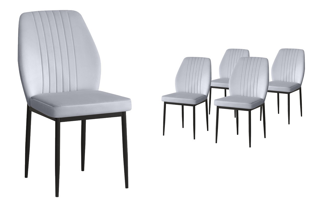 Pack de 4 cadeiras LULILA Cinzento Pack de 4 cadeiras LULILA Cinzento