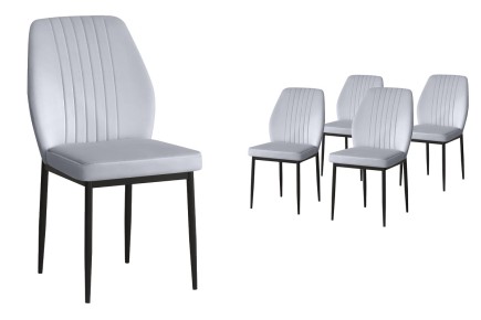 Conjunto de 4 cadeiras de design estofadas em cinzento