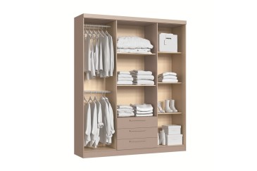 Roupeiro BRAVO 4 Portas 3 Gavetas Moka e Branco
