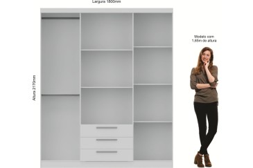 Roupeiro com 4 portas e 3 gavetas nas cores Moka e Branco ao melhor preço da internet