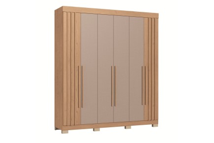 Roupeiro 178,8 x 203 cm com 6 portas e 2 gavetas em Moka e Carvalho