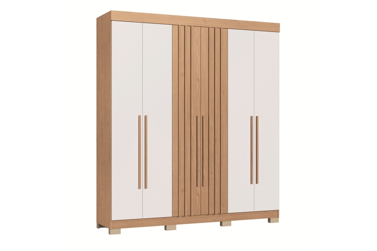 Armario VERONA 6 Puertas 2 Cajones Roble y Blanco