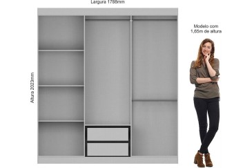 Roupeiro com 6 portas e 2 gavetas nas cores Angelin e Branco ao melhor preço da internet