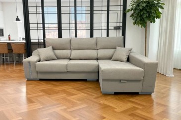 Sofá chaise longue OSCAR em cor bege ao MELHOR PREÇO