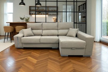 Sofá chaise longue OSCAR em cor bege ao MELHOR PREÇO