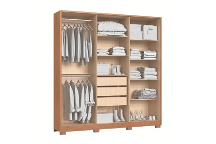 Roupeiro SAFIRA 6 Portas 3 Gavetas Cedro e Branco