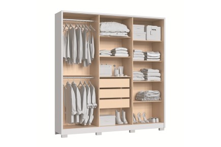 Armário SAFIRA 6 Portas 3 Gavetas Branco