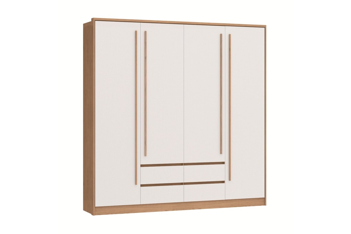 Armario ASTOR 4 Puertas 4 Cajones Roble y Blanco roto