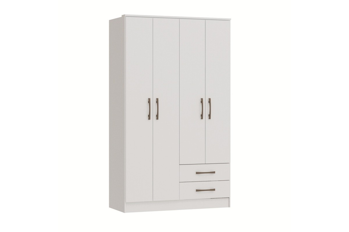 Roupeiro TOQUIO 4 Portas 2 Gavetas Branco