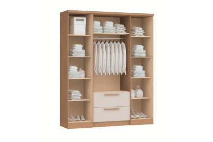 Armario ASPEN 4 Puertas 2 Cajones Roble y Blanco