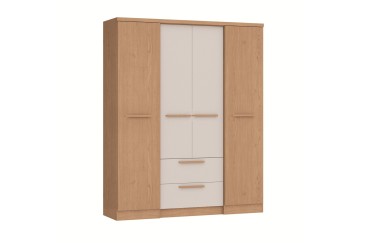 Roupeiro ASPEN 4 Portas 2 Gavetas Carvalho e Branco ao melhor preço