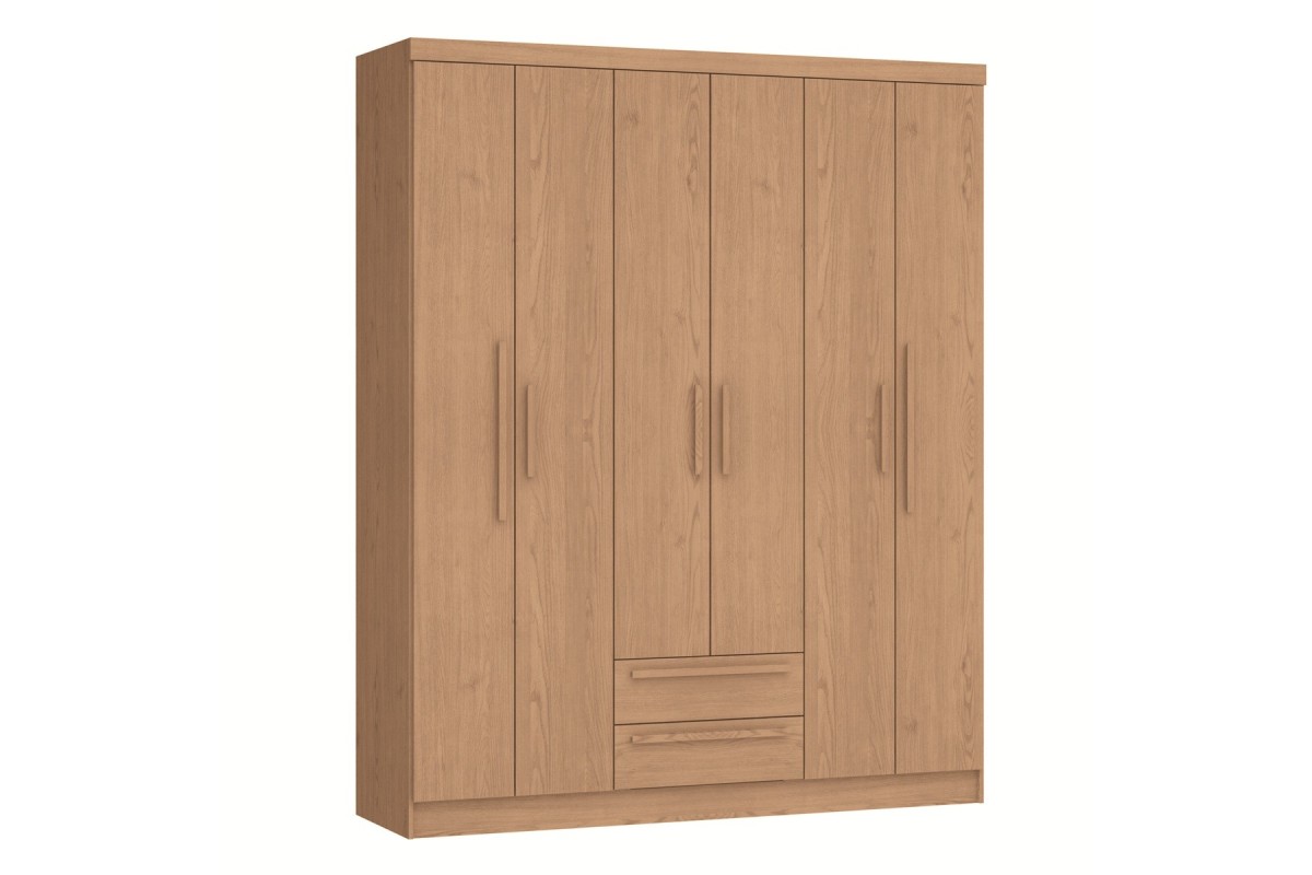 Armario MALI 6 Puertas batientes 2 Cajones Roble Armario MALI 6 Puertas batientes 2 Cajones Roble
