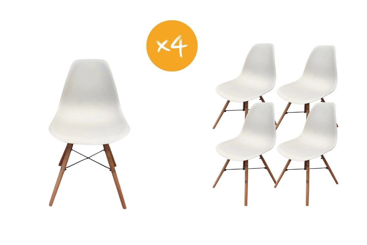 Pack 4 cadeiras Nordic.3 brancas de design Pack 4 cadeiras Nordic.3 brancas de design