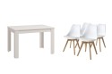 PACK Mesa HAMAR Blanca + 4 Sillas Beech Blancas diseño