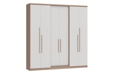 Armário com 6 Portas e 2 Gavetas em Moka e Branco ao melhor preço