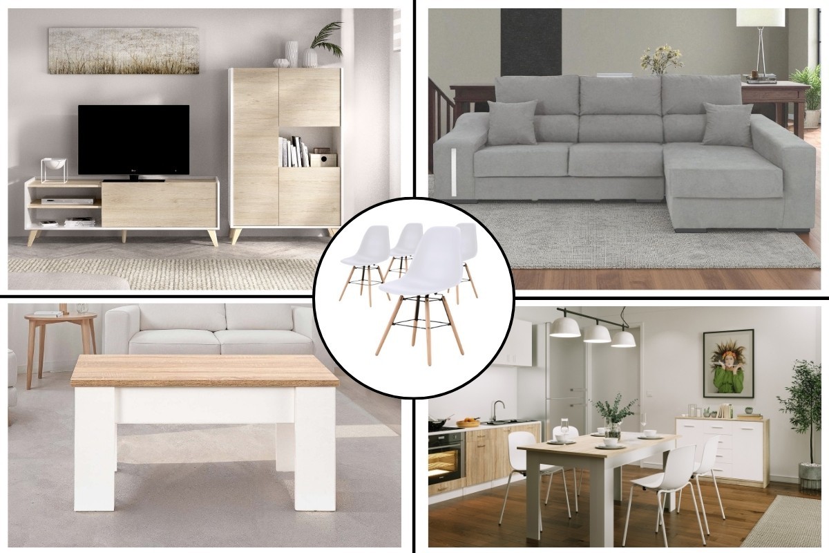 Pack AHORRO Salón NESS + Mesa TUSCANY + Sofá OSCAR Dcha Gris Pack AHORRO Salón NESS + Mesa TUSCANY + Sofá OSCAR Dcha Gris