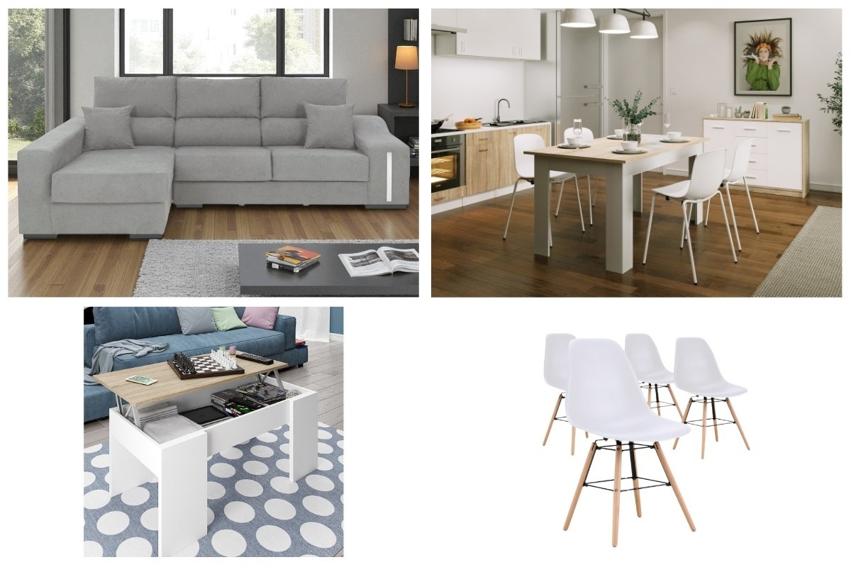 Pack AHORRO Salón: Mesa TUSCANY + Sofá OSCAR Izda Gris