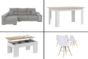 Pack AHORRO Salón: Mesa TUSCANY + Sofá OSCAR Izda Gris