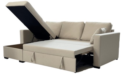 Sofá Chaise Longue Cama LISBOA Bege REVERSÍVEL