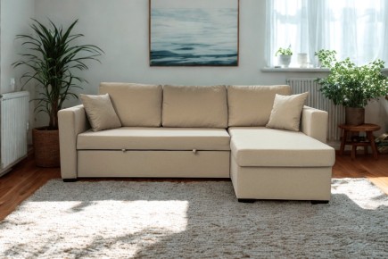 Sofá Chaise Longue Cama LISBOA Bege REVERSÍVEL