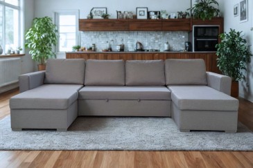 Sofá Chaise Longue de canto conversível em Cama COIMBRA Cinzento ao MELHOR PREÇO